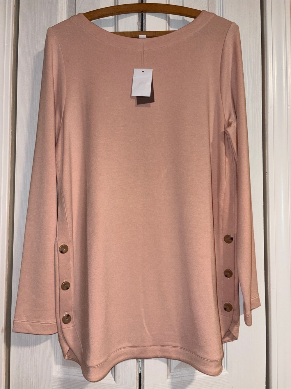 J. Jill Blush Pink Long-Sleeve Button-Accent Top